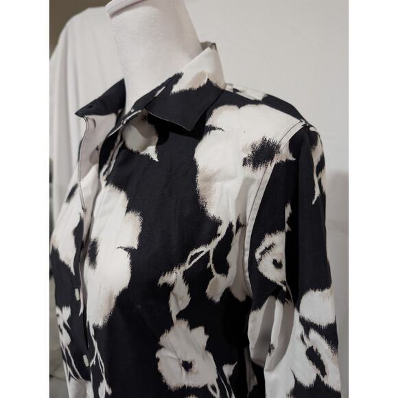 Chico's No Iron Stretch Fairycore Floral Cotton Tunic Top Size 0 US 4 XS Shirt - Picture 2 of 12
